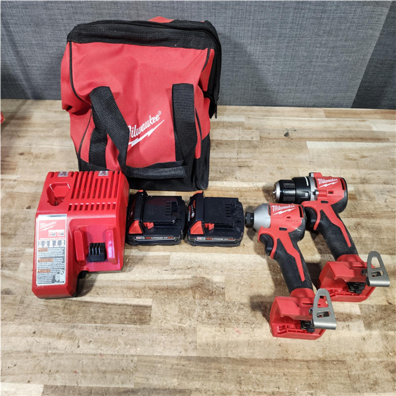 HOUSTON LOCATION - AS - IS Milwaukee 18V Lithium-Ion Brushless Cordless Compact Drill/Impact Combo Kit