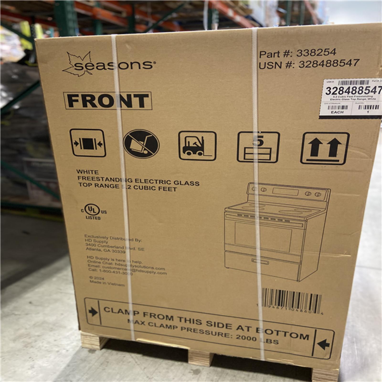DALLAS LOCATION- Seasons® 5.2 Cu. Ft. Freestanding Electric Range, Glass Top, White