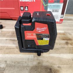 HOUSTON LOCATION - AS-IS Milwaukee Green 100 ft. Cross Line and Plumb Points Rechargeable Laser Level with REDLITHIUM Lithium-Ion USB Battery and Charger