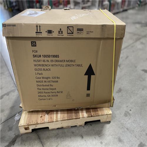 DALLAS LOCATION - AS-IS Husky Tool Storage 46 in. W x 51 in. D Standard Duty Black Mobile Workbench Cabinet with Solid Top Full Length Extension Table