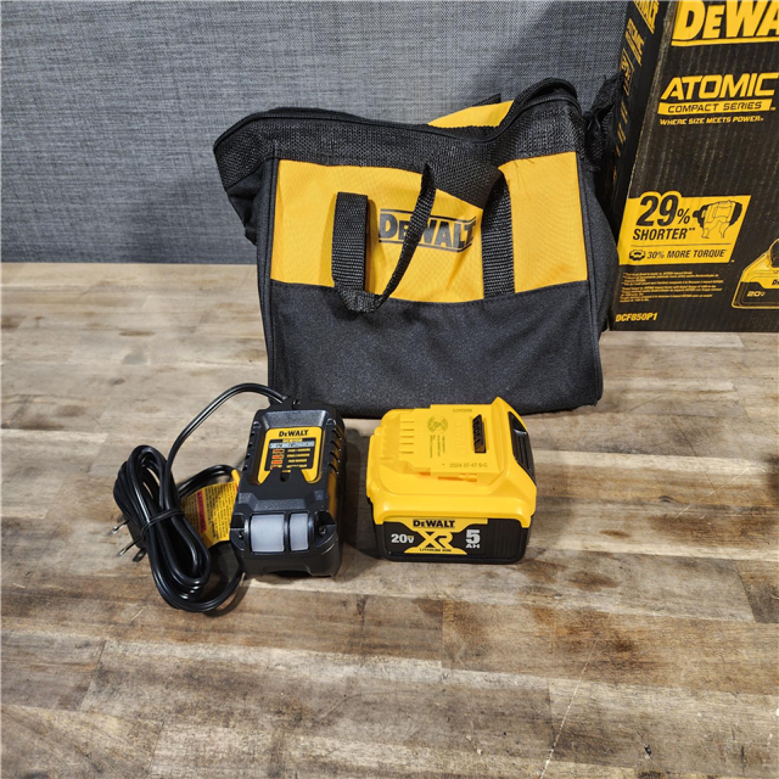 HOUSTON LOCATION - AS-IS (APPEARS LIKE NEW) DEWALT ATOMIC 20V MAX Lithium-Ion Cordless 1/4 in. Brushless Impact Driver Kit, 5 Ah Battery, Charger, and Bag