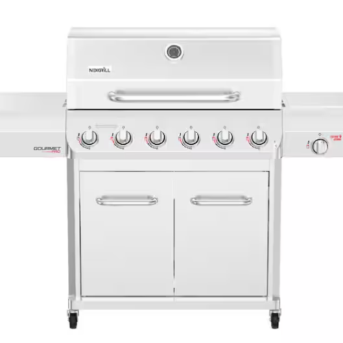 DALLAS LOCATION - AS-IS NEXGRILL 6-Burner Stainless Steel Grill with Searing Side Burner & Griddle Max Insert