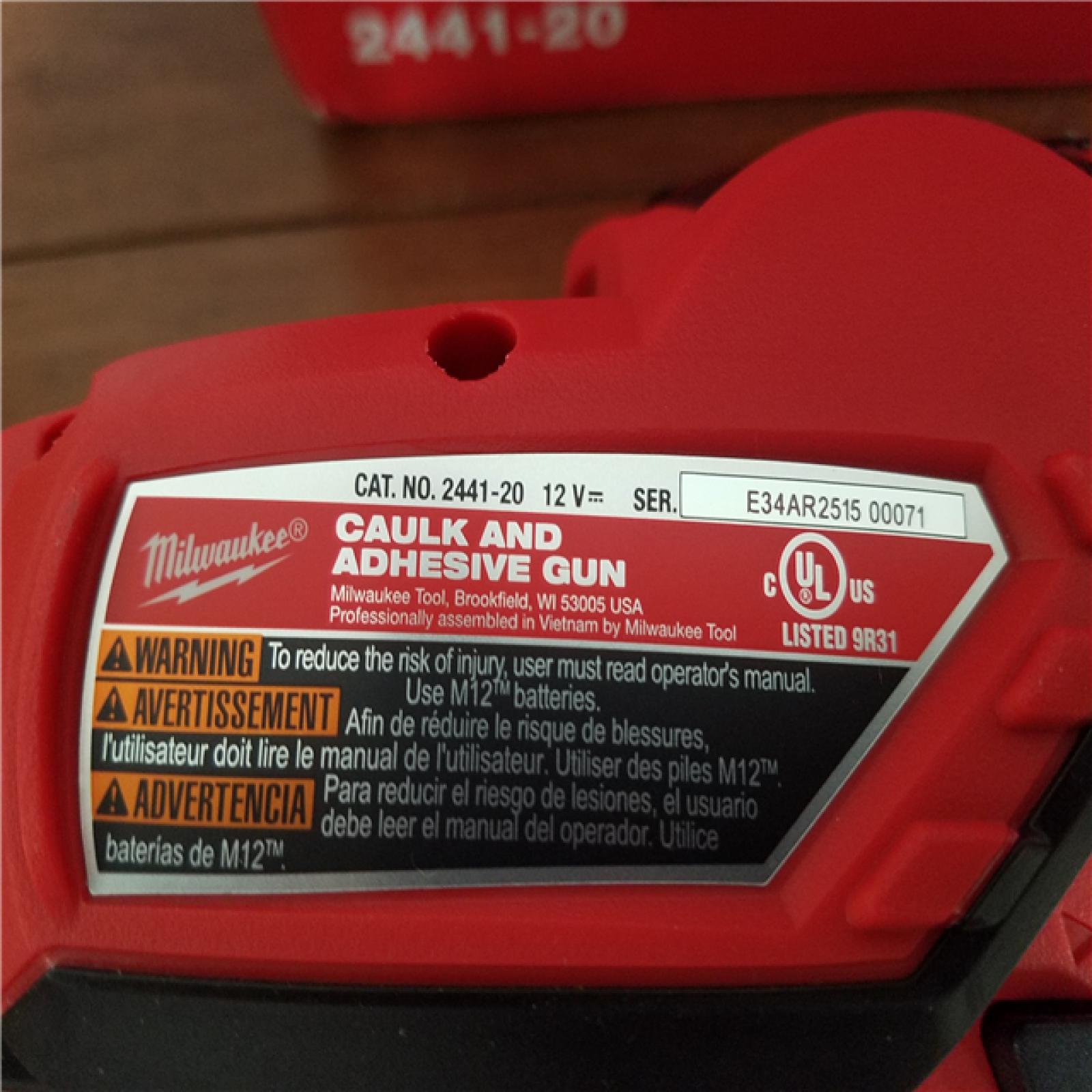 California NEW Milwaukee M12 Cordless 10 oz. Caulk & Adhesive Gun