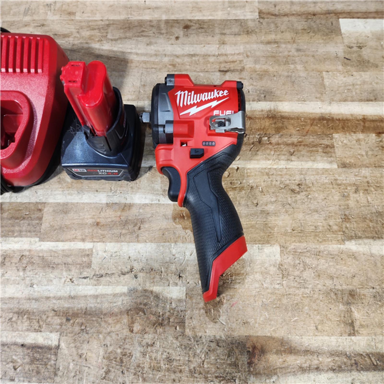 HOUSTON LOCATION - AS - IS Milwaukee FUEL 12V Li-Ion Brushless Cordless Stubby 3/8 in. Impact Wrench Kit