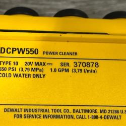 AS-IS DEWALT 20V MAX 550 PSI 1.0 GPM Cold Water Cordless Power Cleaner with 4-Nozzles (Tool Only)