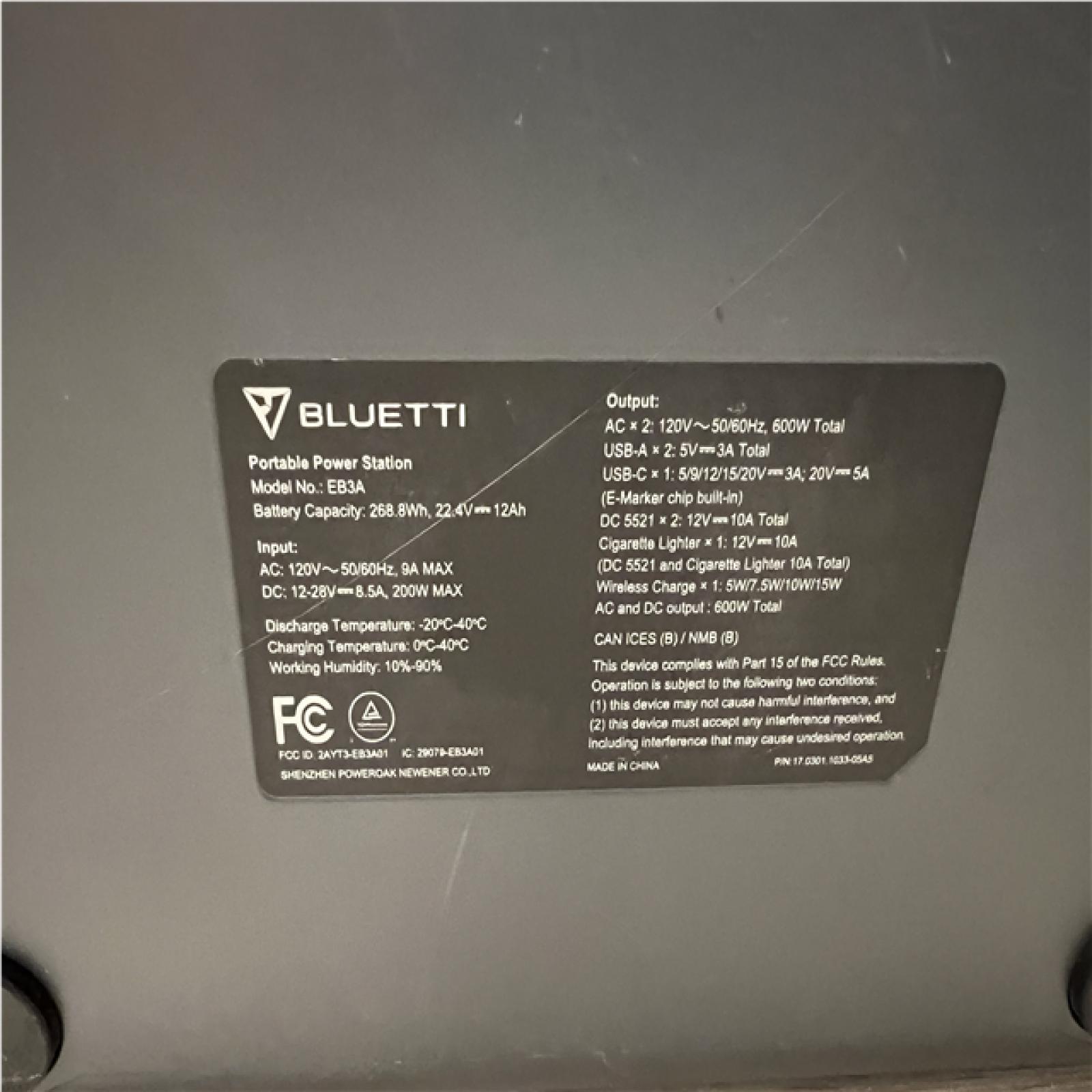 AS-IS BLUETTI EB3A Portable Power Station  268Wh Solar Generator LiFePO4 Battery