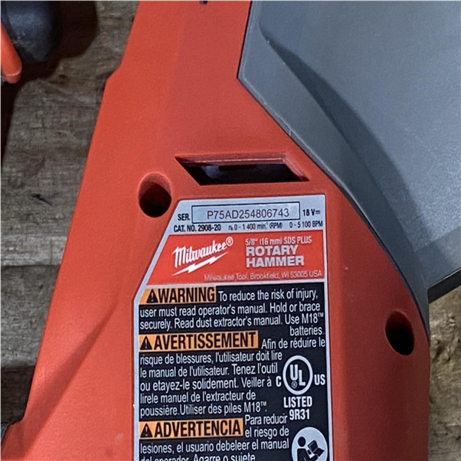 Houston Location AS-IS Milwaukee FUEL 18V Lithium-Ion Brushless Cordless 5/8 in. SDS-Plus Rotary Hammer (Tool-Only)