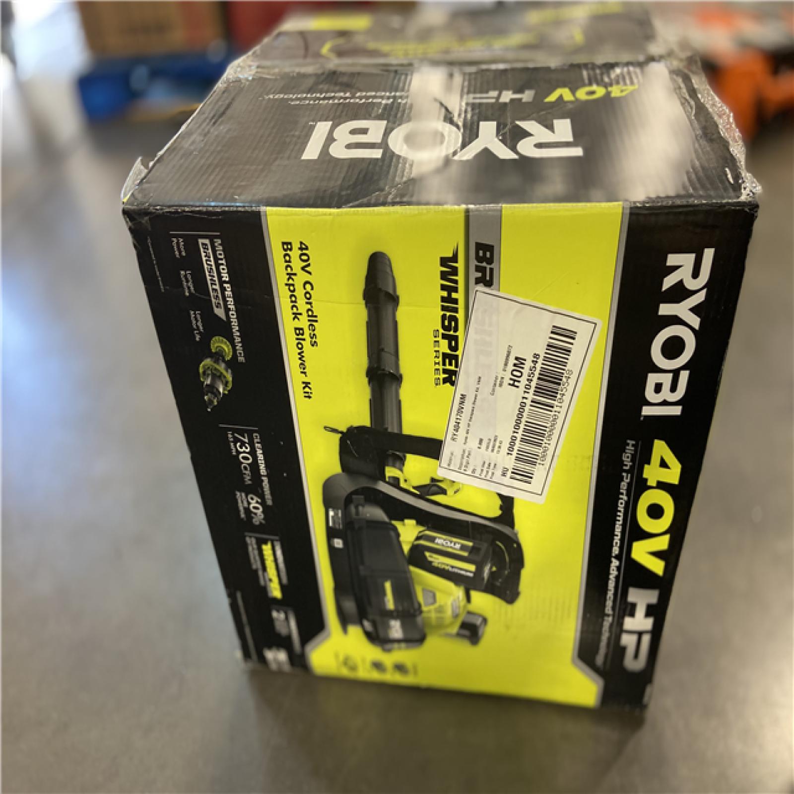 AS-IS - RYOBI 40V HP Brushless Whisper Series 165 MPH 730 CFM Cordless Battery Backpack Blower