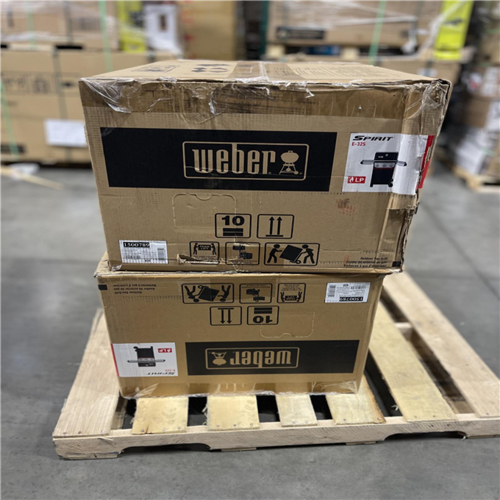 DALLAS LOCATION- Weber Spirit E-325 3-Burner Propane Gas Grill in Black PALLET (2 UNITS)