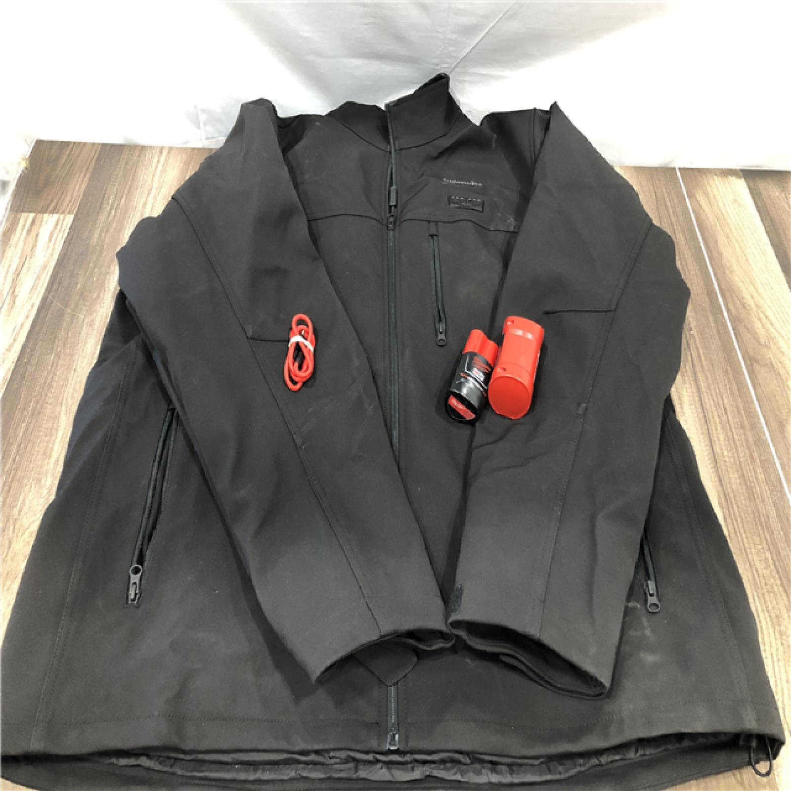 AS-IS Milwaukee Men's 2X-Large 12-Volt Lithium-Ion Cordless Tough Shell Black Heated Jacket with