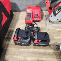 HOUSTON LOCATION - AS-IS Milwaukee M18 18-Volt Lithium-Ion Brushless Cordless Combo Kit (4-Tool) with 2-Batteries, 1-Charger and Tool Bag