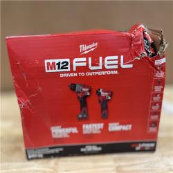 NEW! -Milwaukee M12 FUEL 12-Volt Lithium-Ion Brushless Cordless Hammer Drill and Impact Driver Combo Kit w/2 Batteries and Bag (2-Tool)