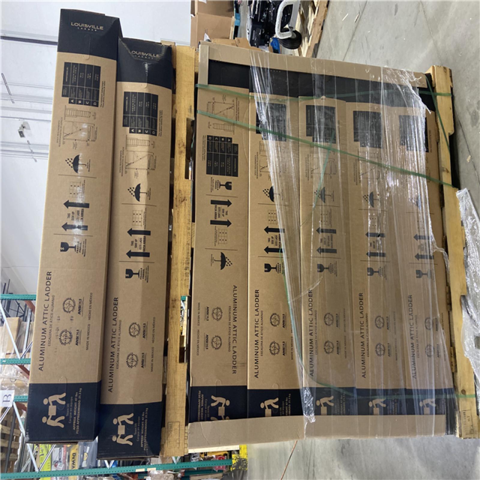 DALLASLOCATION - Louisville Ladder Energy Efficient 7 ft. 8 in. to 10 ft. 3 in.  22.5 in. x 54 in. Insulated Aluminum Attic Ladder  375 lbs. Load Capacity - 13 UNITS