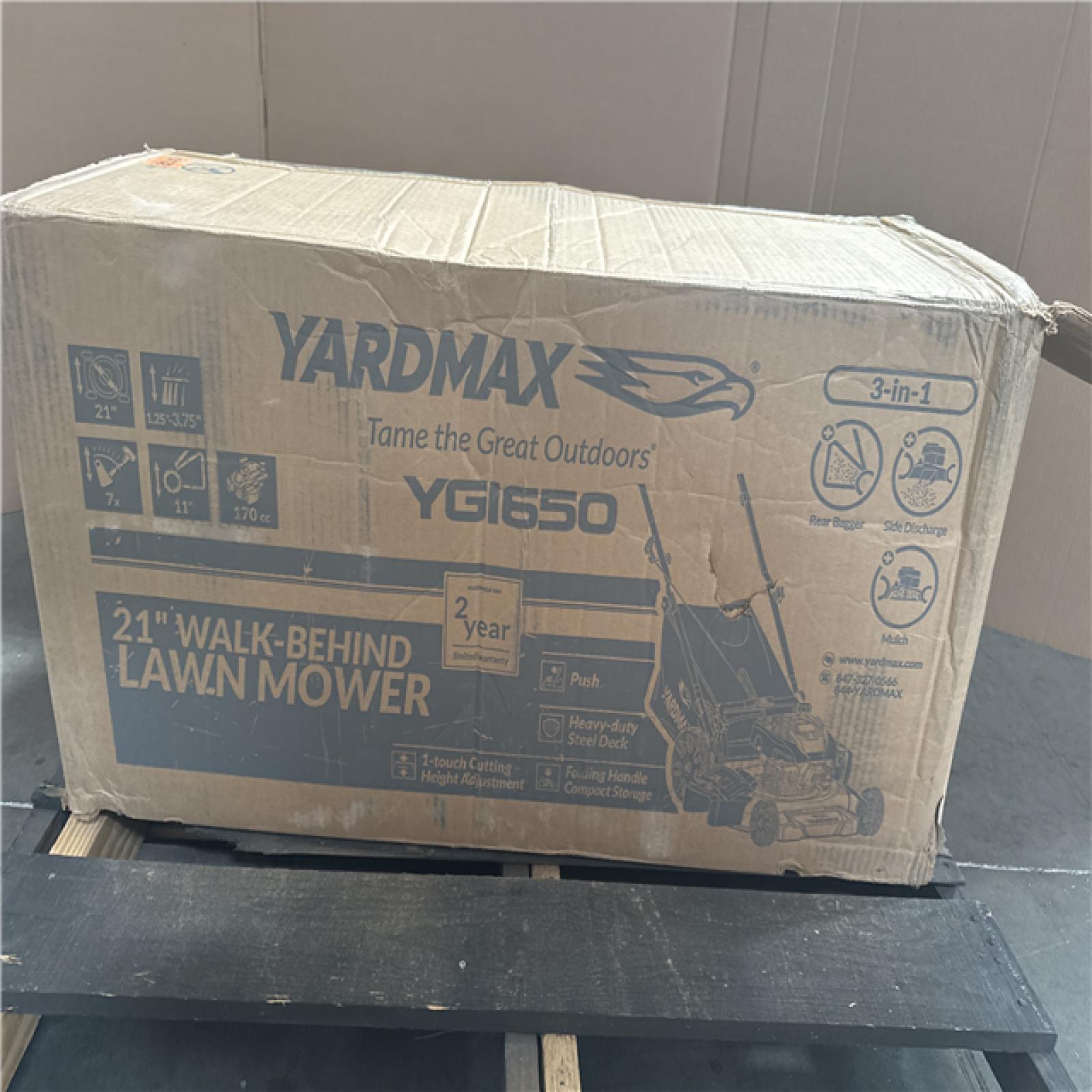 CALIFORNIA LIKE NEW YARDMAX YG1650 MOWER HOME IMPROVEMENT PALLET