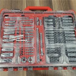 AS-IS Milwaukee 106-Piece 1/4 and 3/8 Metric & SAE Ratchet and Socket Set with PACKOUT Low-Profile Organizer