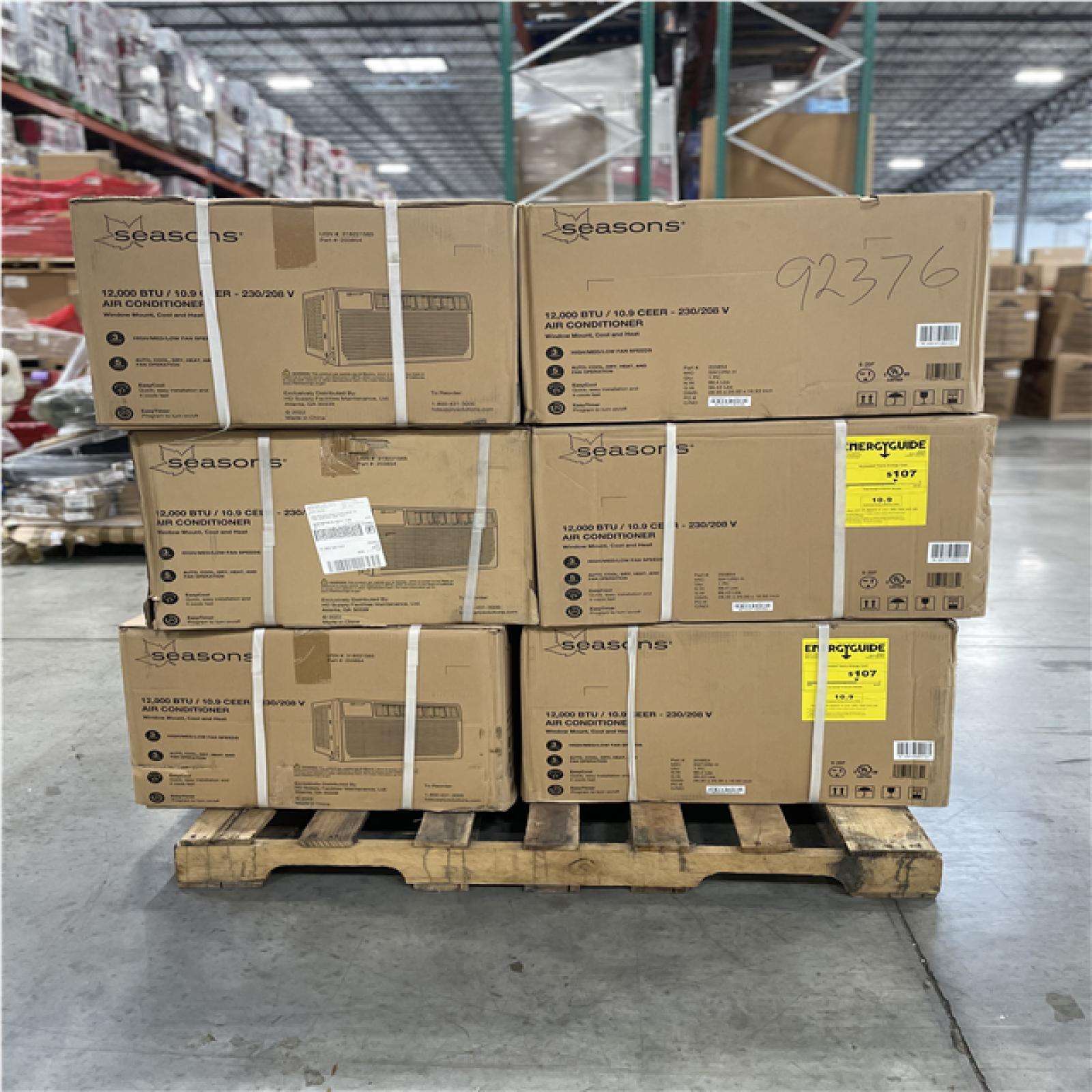 DALLAS LOCATION - SEASONS 12 000 BTU AIR CONDITIONER PALLET- (6 UNITS)