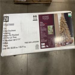 DALLAS LOCATION - Home Decorators Collection 7.5 ft. Grand Duchess Twinkling Balsam Fir Flocked LED Pre-Lit Artificial Christmas Tree T26