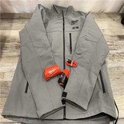 AS-IS Milwaukee Men's Large 12-Volt Lithium-Ion Cordless Tough Shell Gray Heated Jacket Kit