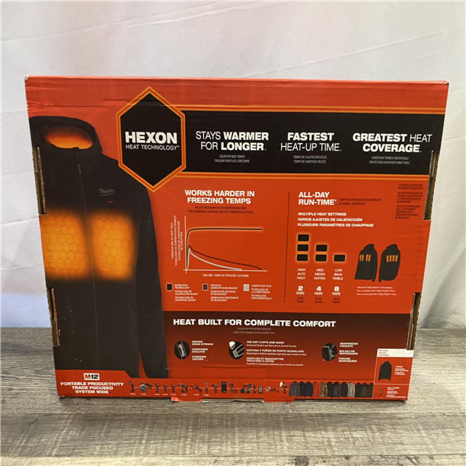 NEW - Milwaukee Men's Medium 12-Volt Lithium Ion Cordless Black Heated Hooded Jacket (Jacket Only)