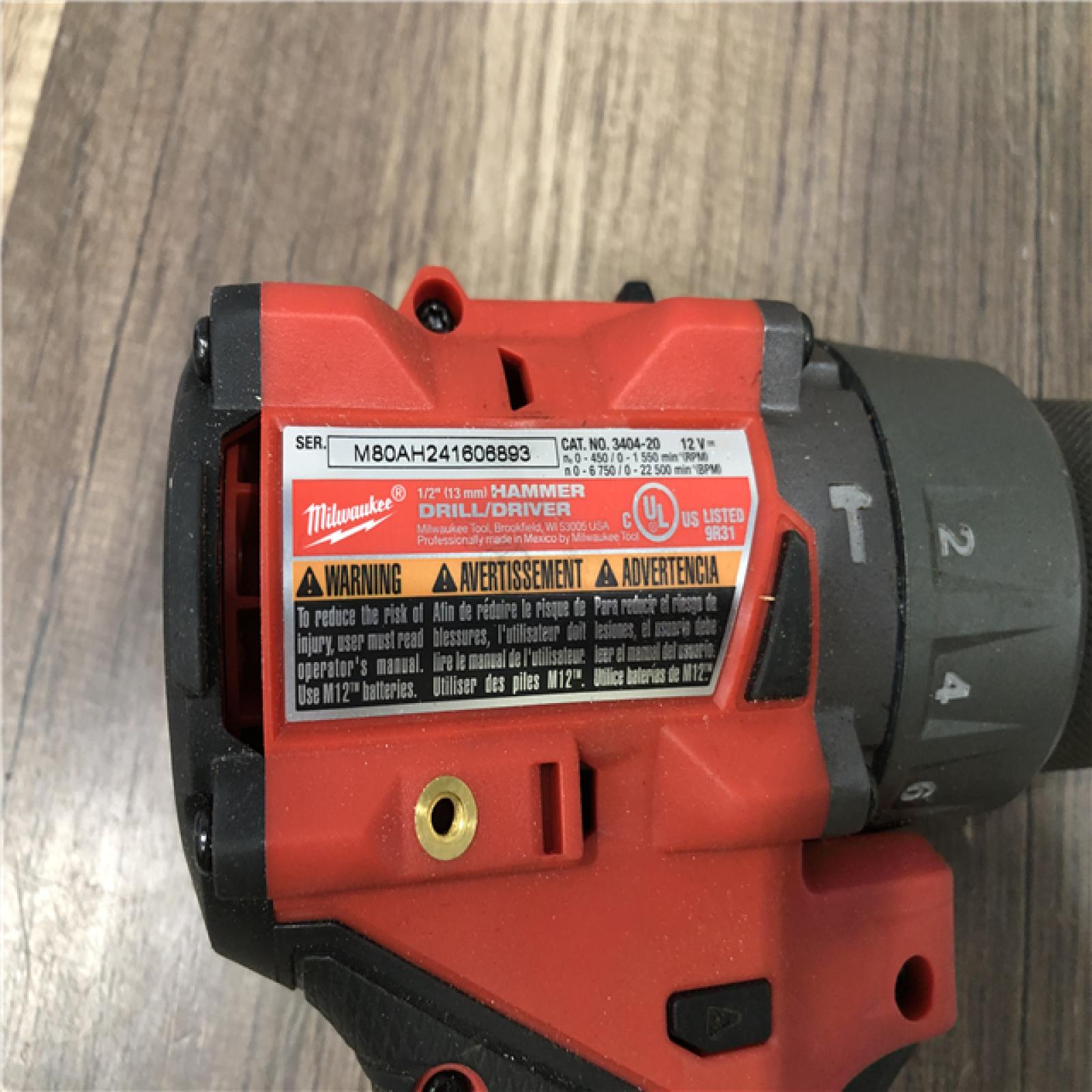 AS-IS Milwaukee  FUEL 12V Lithium-Ion Brushless Cordless 1/2 in. Hammer Drill (Tool-Only)