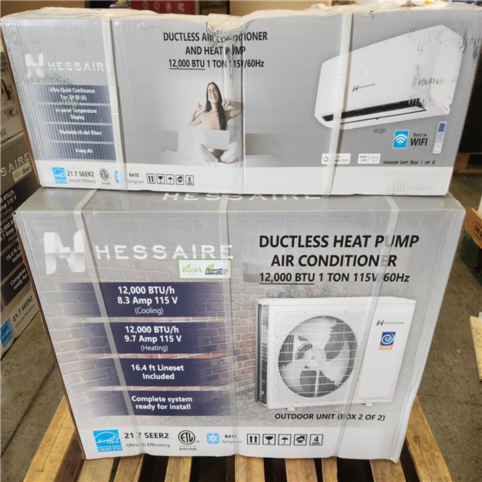 Phoenix NEW Hessaire DIY 22 SEER2 12 000 BTU Wi-Fi 1-Ton Ductless Mini Split Air Conditioner and Heat Pump Variable Speed Inverter-115-Volt (SEALED)