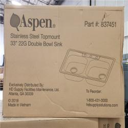 Phoenix Location NEW Aspen Stainless Steel Top mount 33 22G Double Bowl Sink Pallet (14 Sinks)