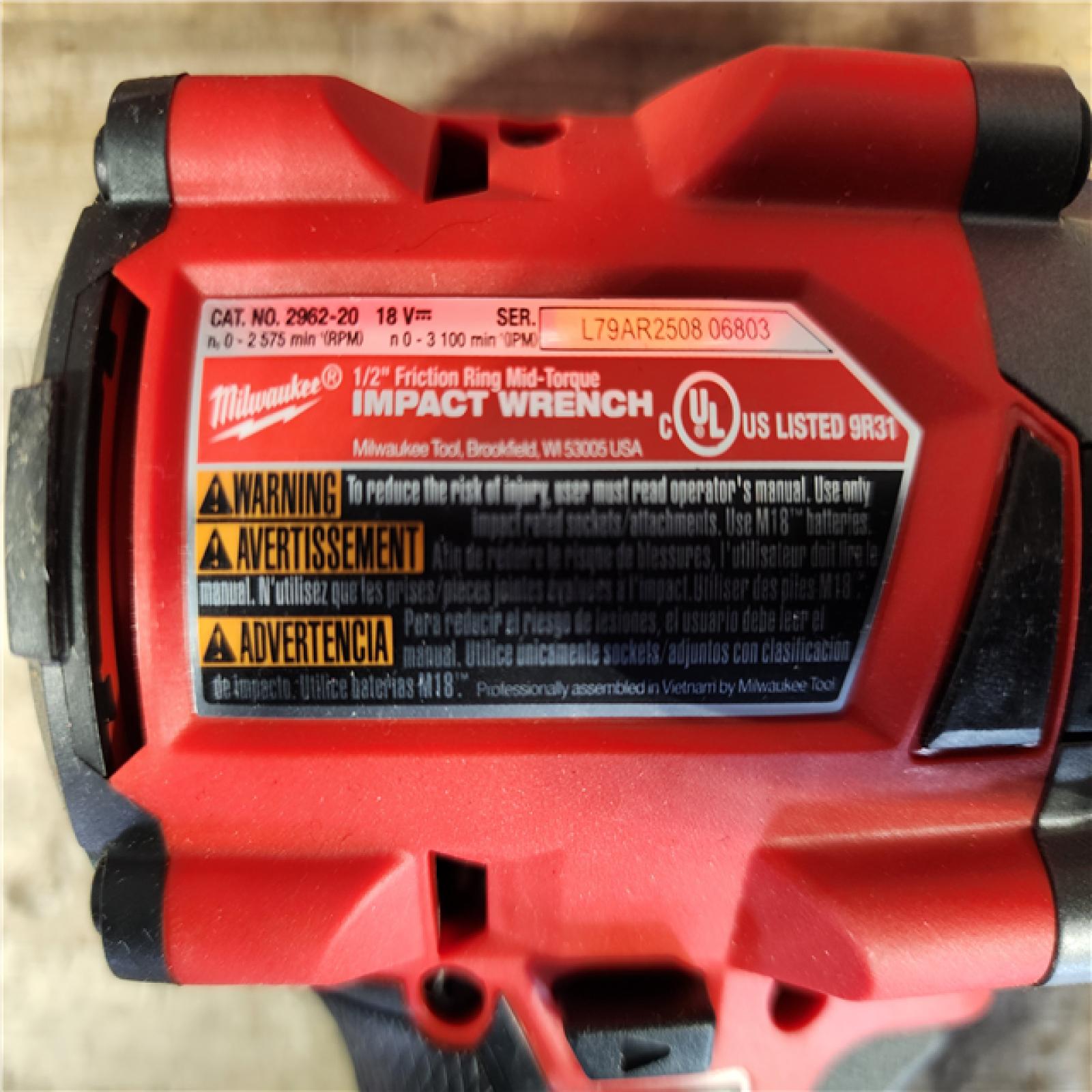 HOUSTON LOCATION - AS-IS Milwaukee FUEL 18V Lithium-Ion Brushless Cordless Mid Torque 1/2 in. Impact Wrench w/Friction Ring (Tool-Only