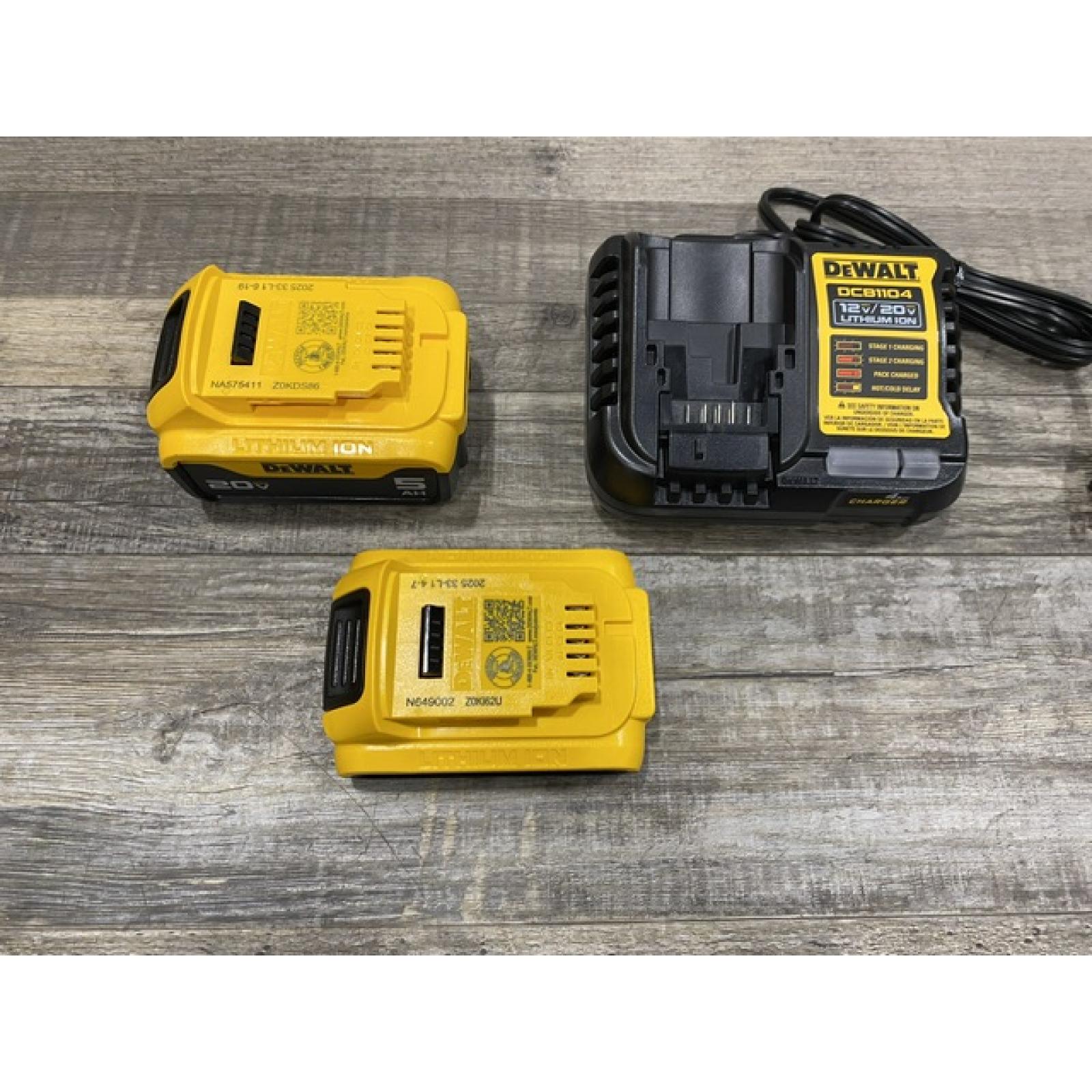 AS-IS DEWALT 20V MAX Lithium-Ion Battery Kit with 5.0Ah and 2.0Ah Battery and Charger