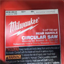 HOUSTON LOCATION - AS-IS Milwaukee 2830-20 Rear Handle Circular Saw M18 FUEL 7-1/4 Cordless Brushless Tool Only