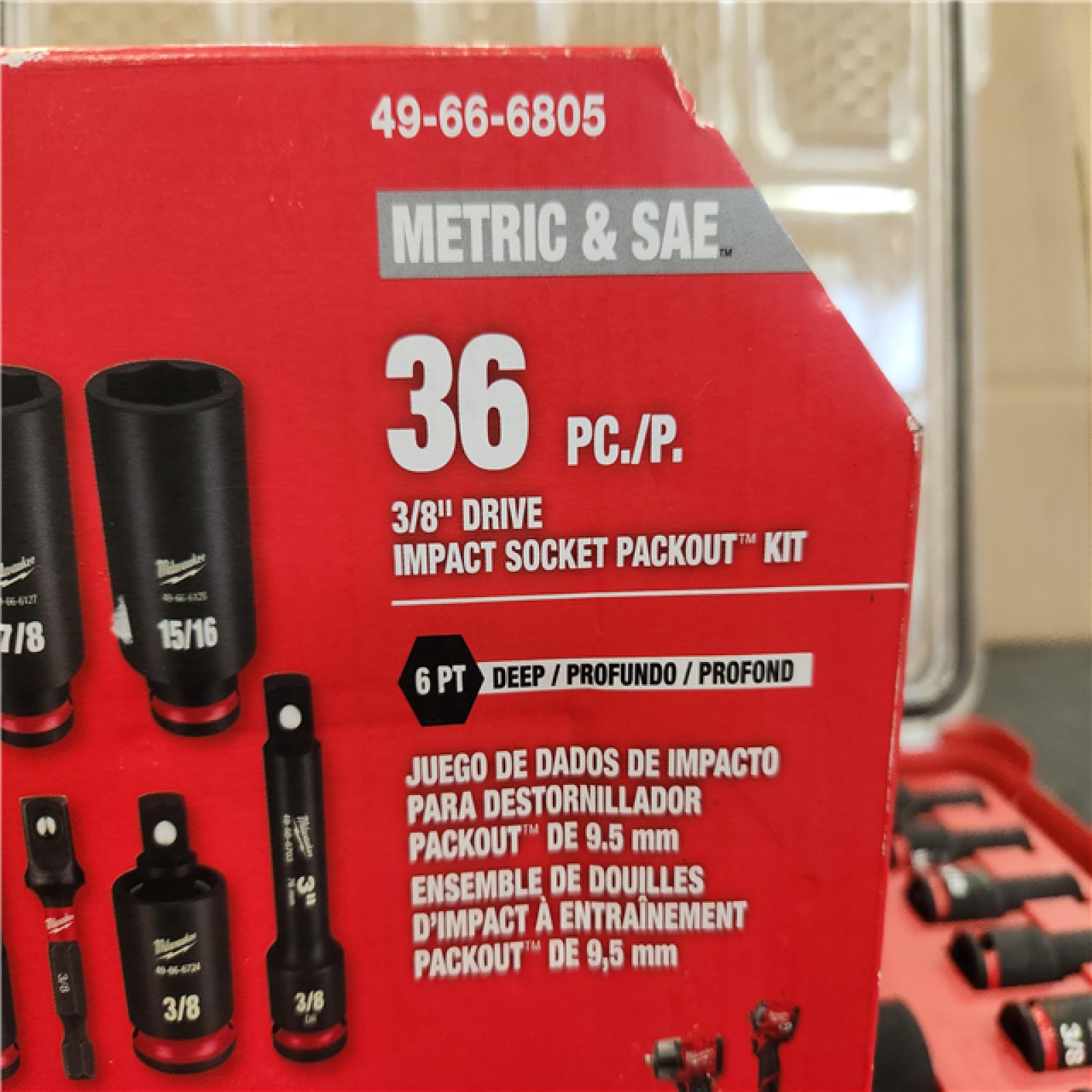 Phoenix NEW Milwaukee SHOCKWAVE Impact-Duty 3/8 in. Drive Metric and SAE Deep Well Impact PACKOUT Socket Set (36-Piece)