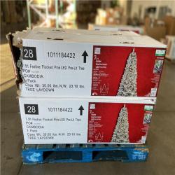 DALLAS LOCATION - Home Accents Holiday 7.5 ft. Festive Mixed Pine Flocked LED Pre-Lit Artificial Christmas Tree T12 - 6 UNITS
