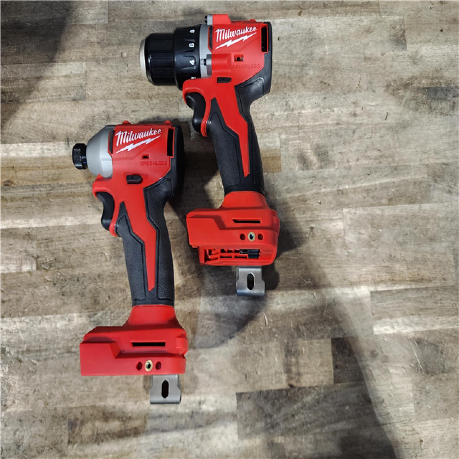HOUSTON LOCATION - AS-IS Milwaukee M18 18V Lithium-Ion Brushless Cordless Compact Drill/Impact Combo Kit (2-Tool) W/(2) 2.0 Ah Batteries  Charger & Bag