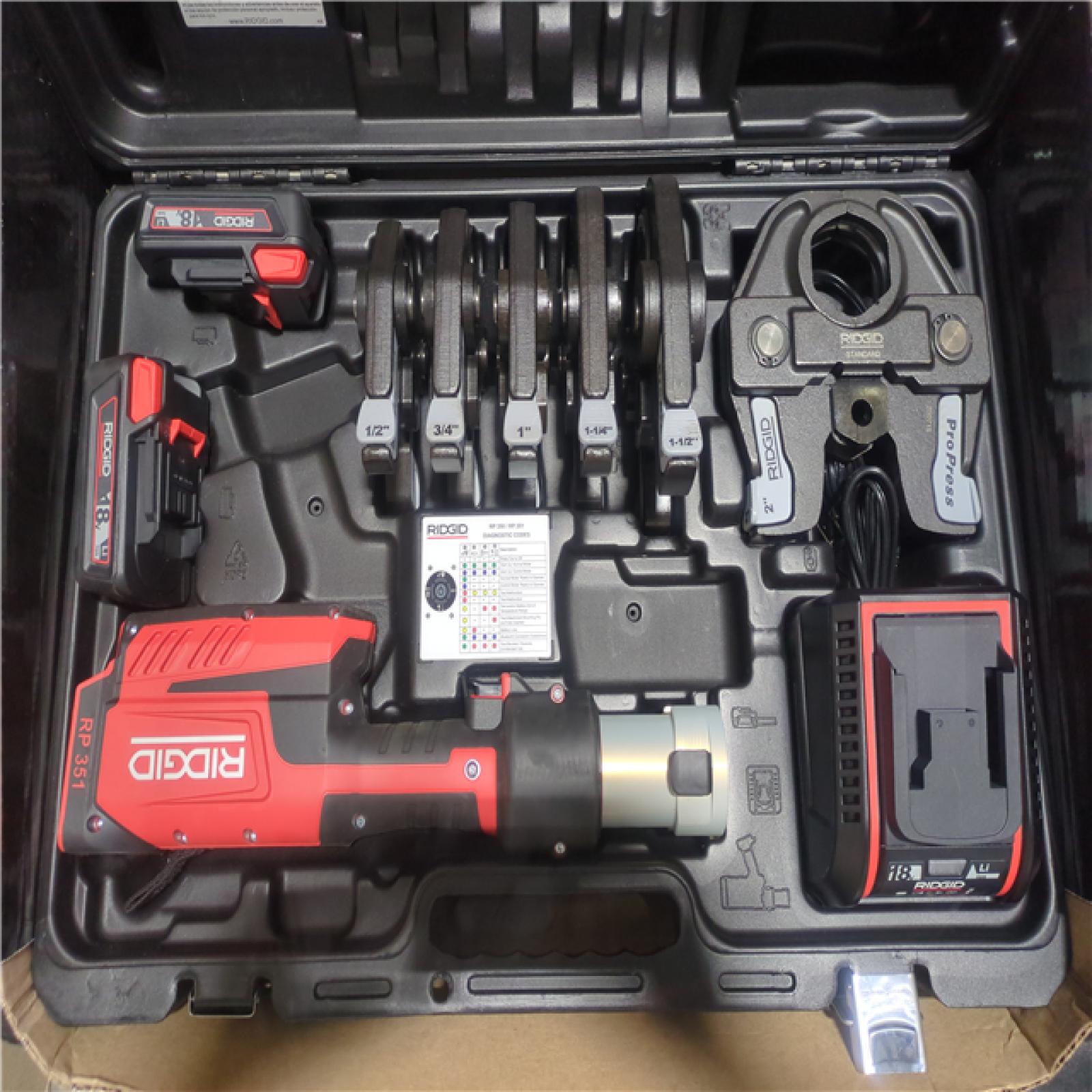 California AS-IS Ridgid RP351 Standard Press Tool Kit  Includes (2) Batteries  Charger & Hard Box