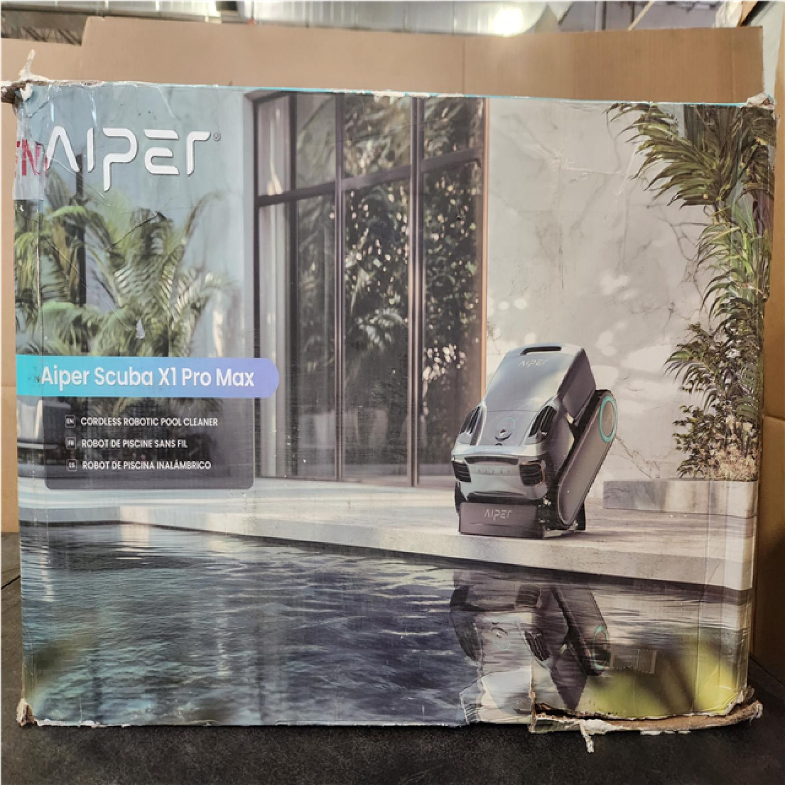 Phoenix AS-IS AIPER Scuba X1 Pro Max: All-in-One Robotic Pool Vacuum Cleaner with FlexiPath 2.0, OmniSense+ 2.0 and App Control-Gray