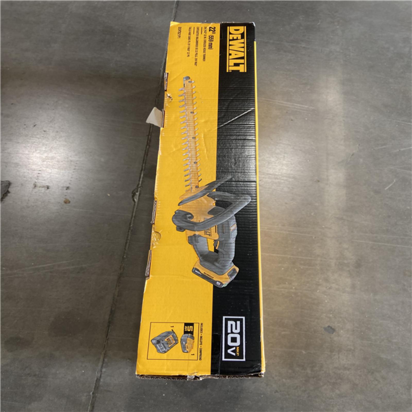 AS-IS - DEWALT 20V MAX 22 in. Cordless Battery Powered Hedge Trimmer with 5 Ah Battery Pack and Charger