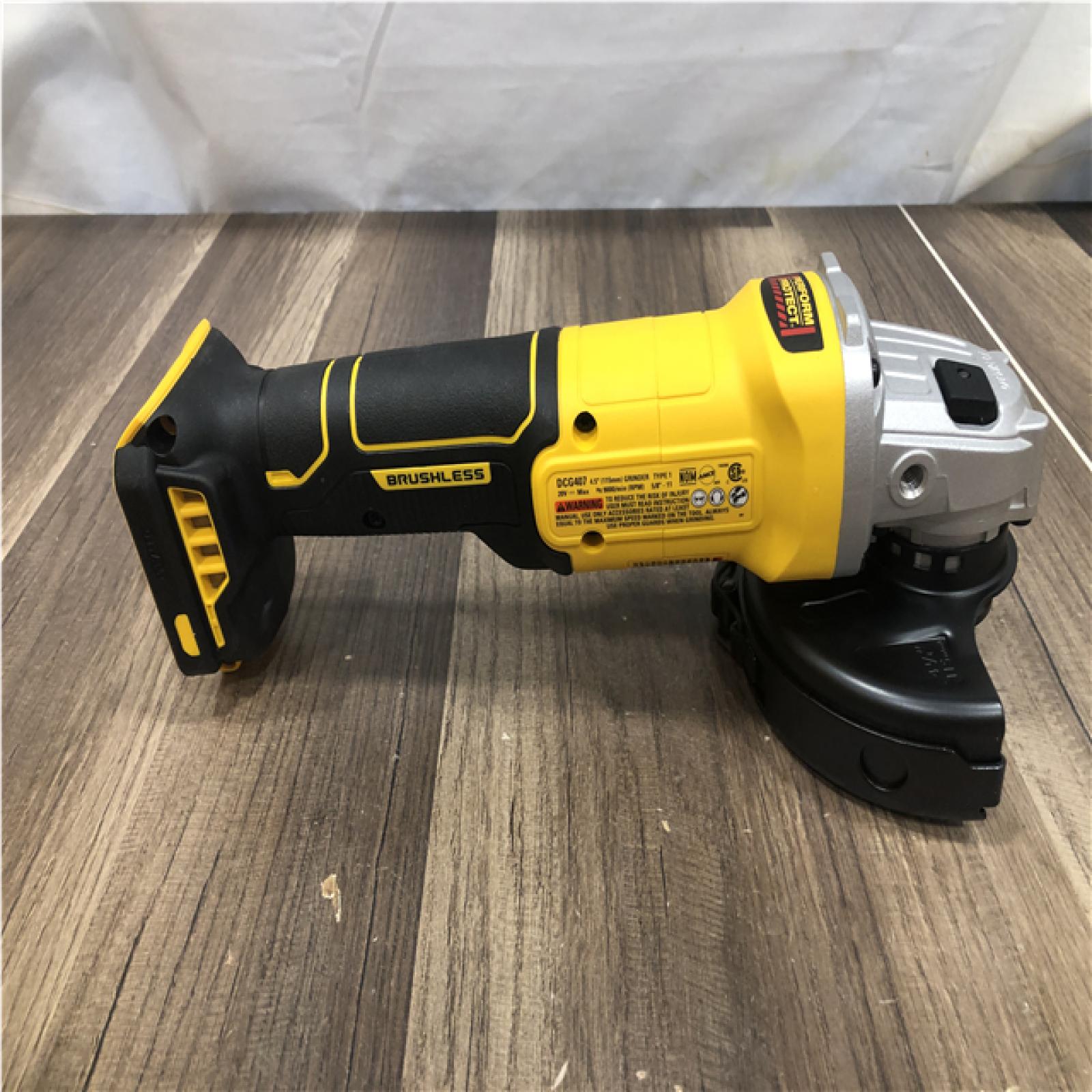 AS-IS DEWALT 20-Volt MAX Cordless Brushless 4-1/2 in. Angle Grinder with Slide Switch (Tool Only)