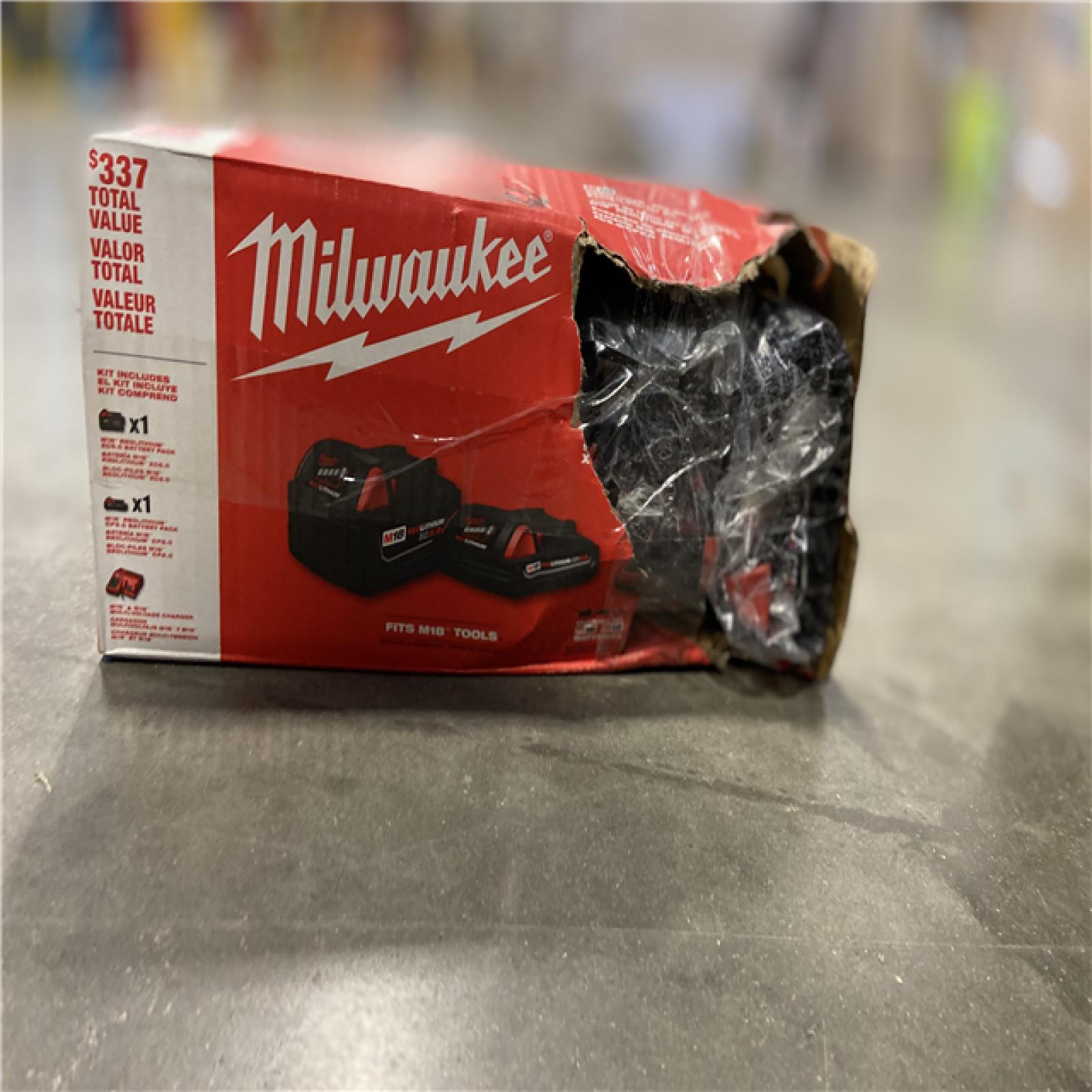 DALLAS LOCATION - Milwaukee M18 18-Volt Lithium-Ion Starter Kit with One 5.0 Ah and One 2.0 Ah Battery and Charger