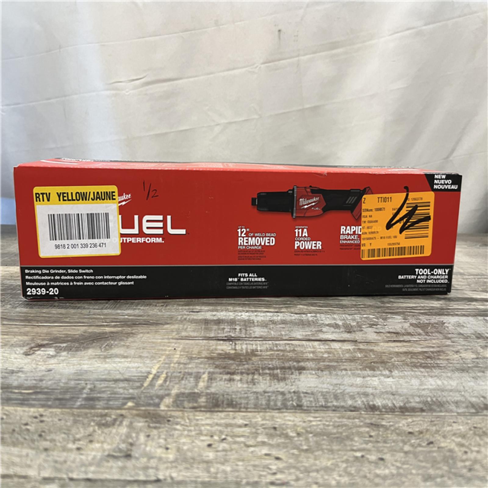 NEW - Milwaukee FUEL 18V Lithium-Ion Brushless Cordless 1/4 in. Braking Die Grinder Slide Switch (Tool-Only)