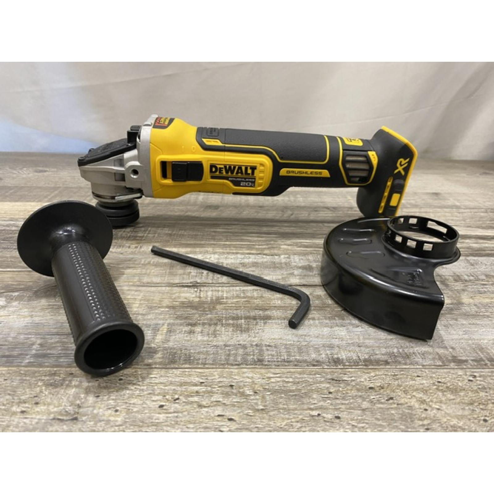 AS-IS DEWALT 20V MAX XR Cordless Brushless 4.5 in. Slide Switch Small Angle Grinder with Kickback Brake (Tool Only)