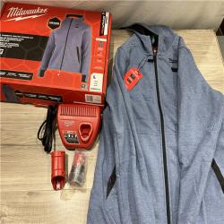 AS-IS Milwaukee Women's Large  12-Volt Lithium Ion Cordless Blue Heated Hooded Jacket Kit