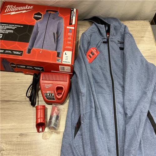 AS-IS Milwaukee Women's Large  12-Volt Lithium Ion Cordless Blue Heated Hooded Jacket Kit
