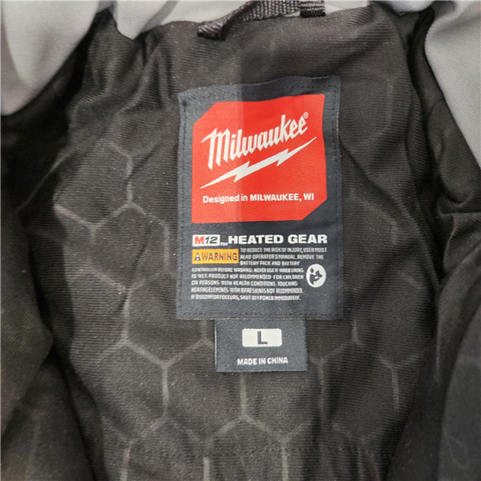 AS-IS- Milwaukee Men's Large 12-Volt Lithium-Ion Cordless Tough Shell Gray Heated Jacket Kit