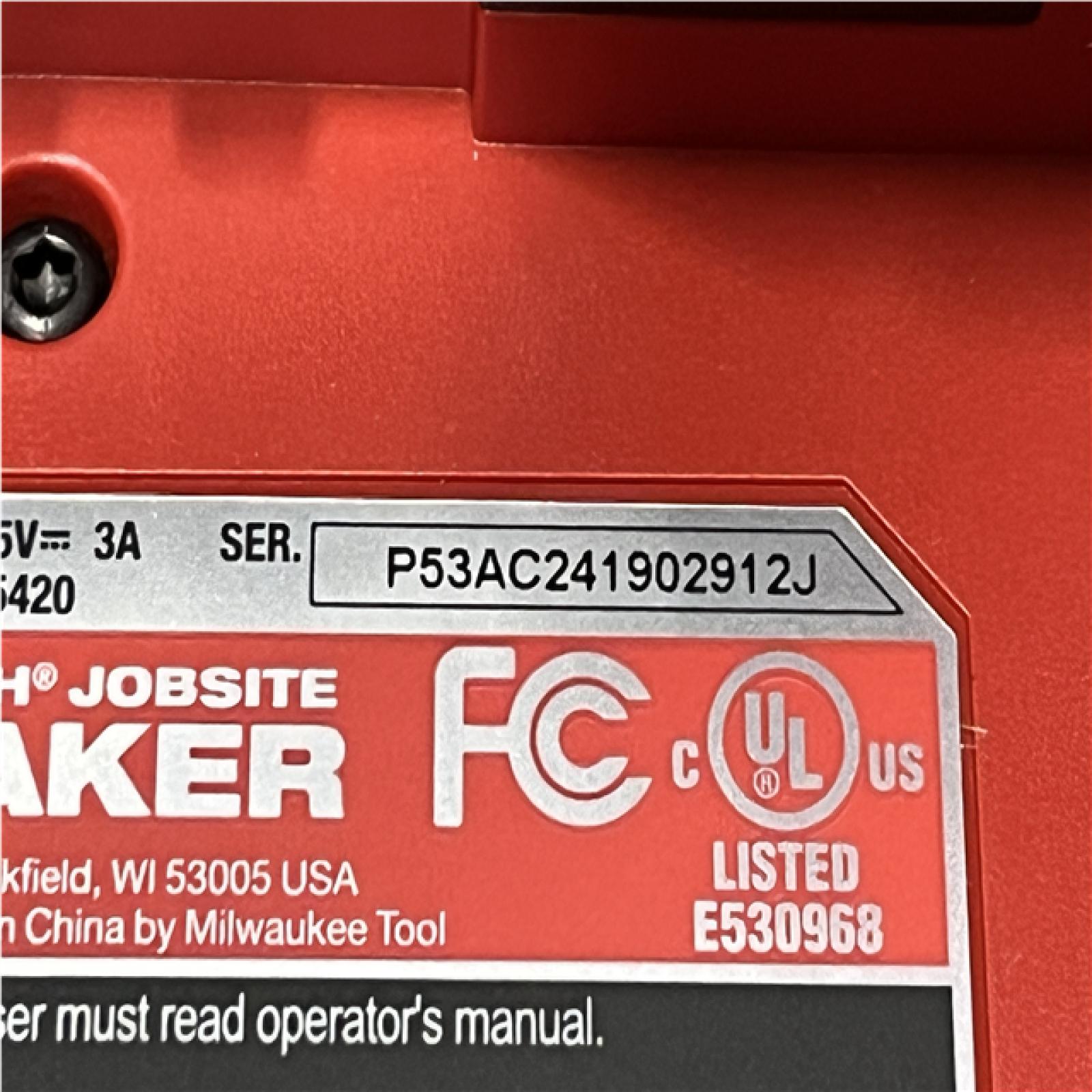 AS-IS Milwaukee 18V Lithium-Ion Cordless Wireless Bluetooth Jobsite Speaker (Tool-Only)