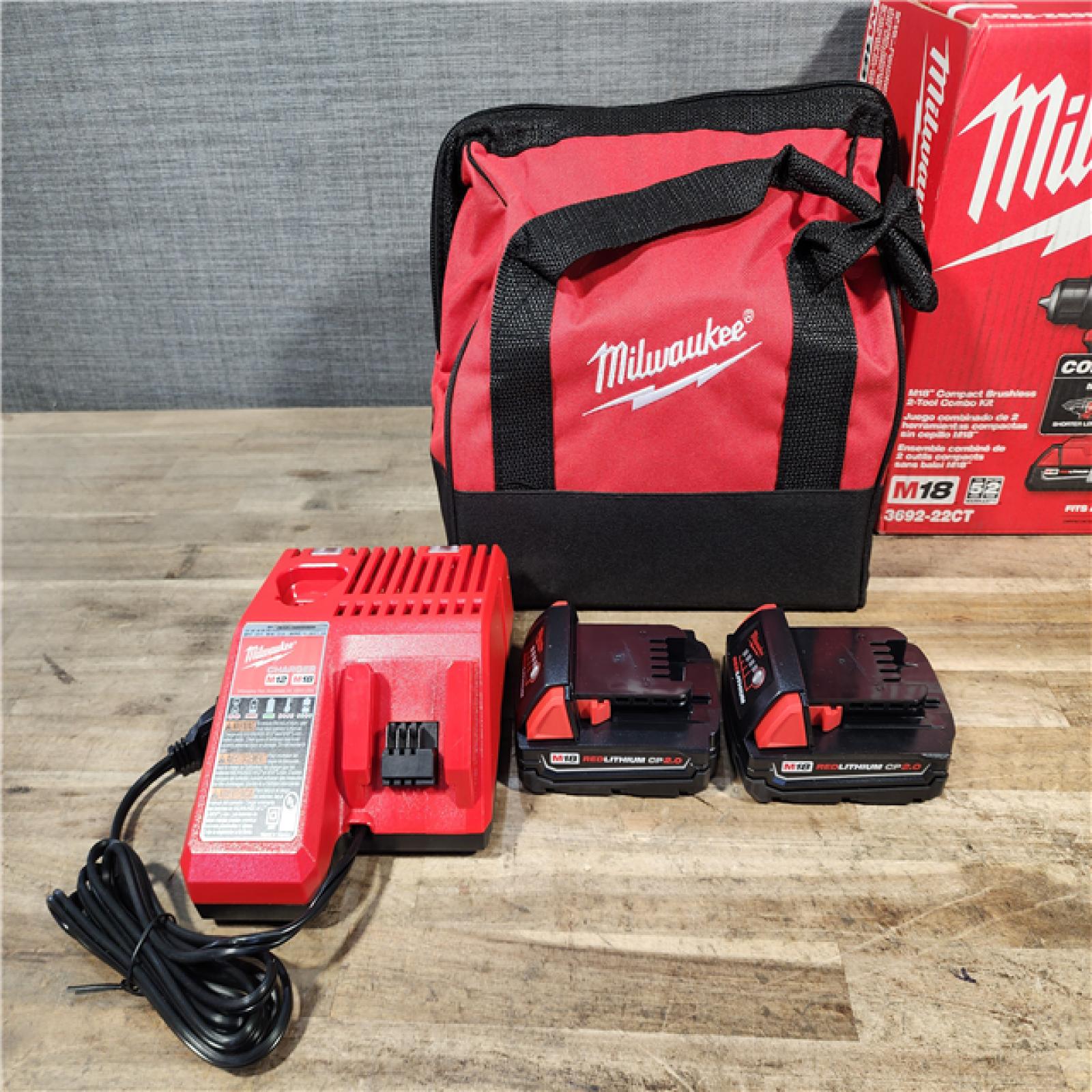 HOUSTON LOCATION - AS-IS Milwaukee 18V Lithium-Ion Brushless Cordless Compact Drill/Impact Combo Kit
