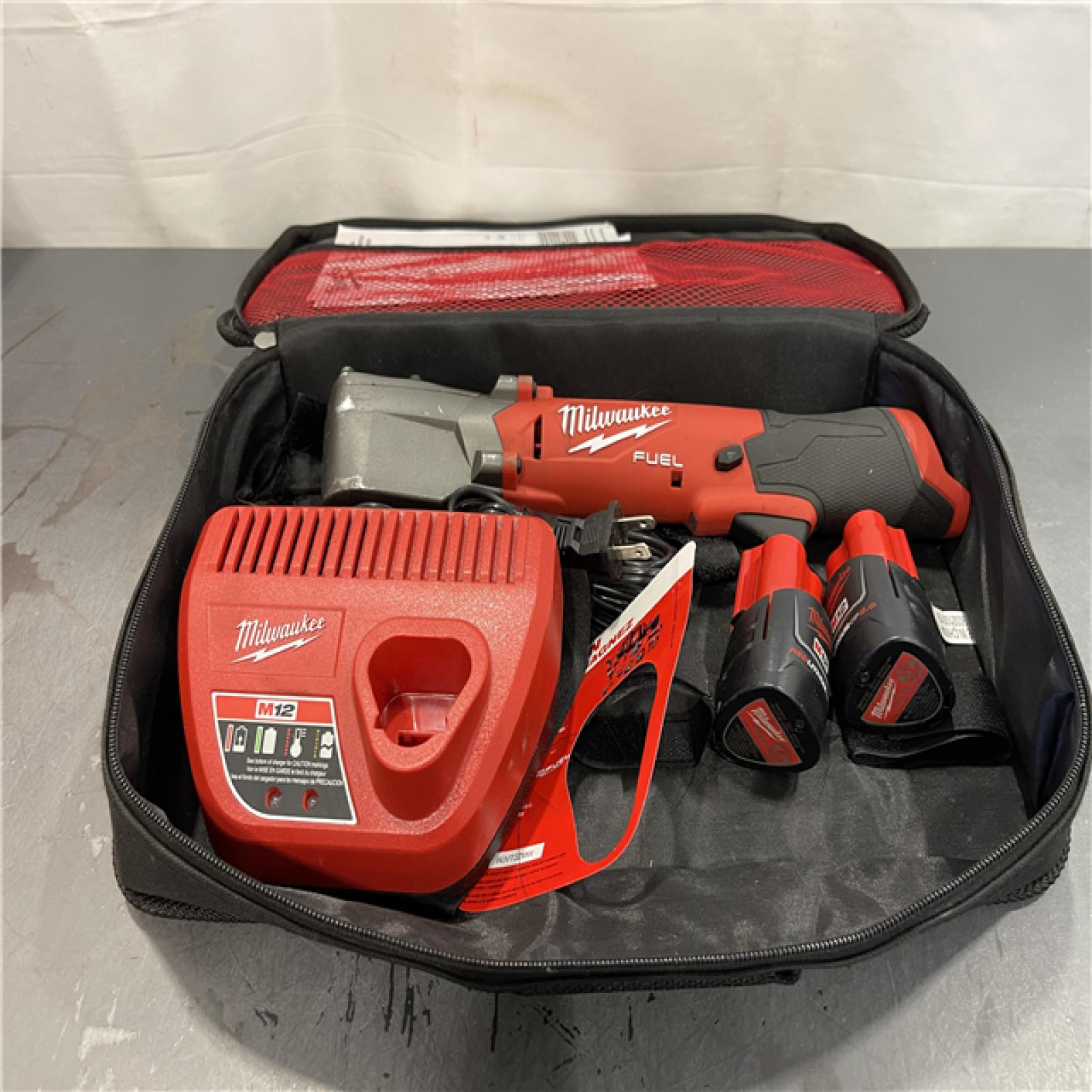 AS-IS - Milwaukee M12 FUEL 12-Volt Lithium-Ion Brushless Cordless 3/8 in. Right Angle Impact Wrench Kit