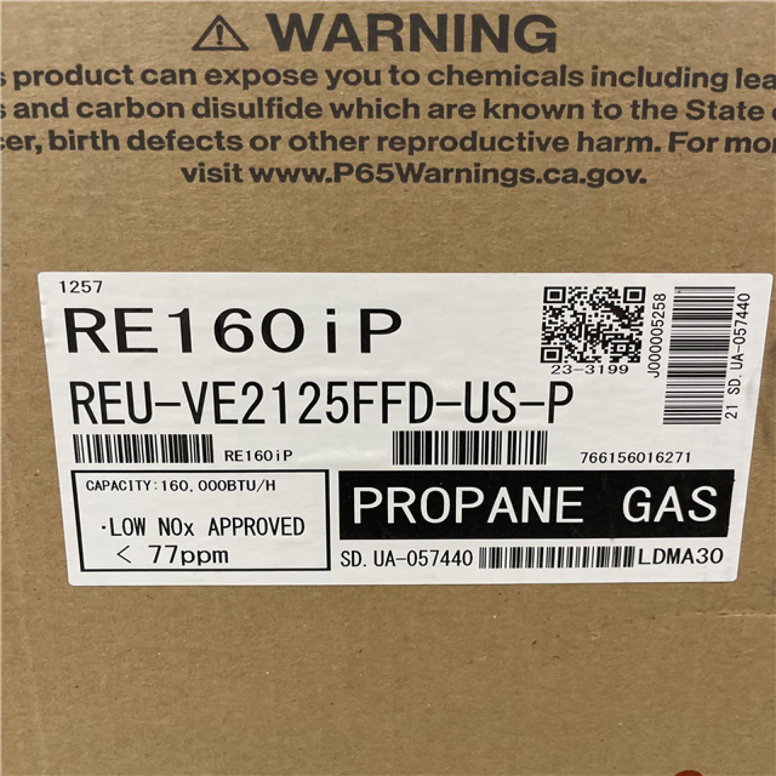 DALLAS LOCATION - Rinnai High Efficiency Non-Condensing 6.6 GPM Residential 160 000 BTU Interior Propane Gas Tankless Water Heater