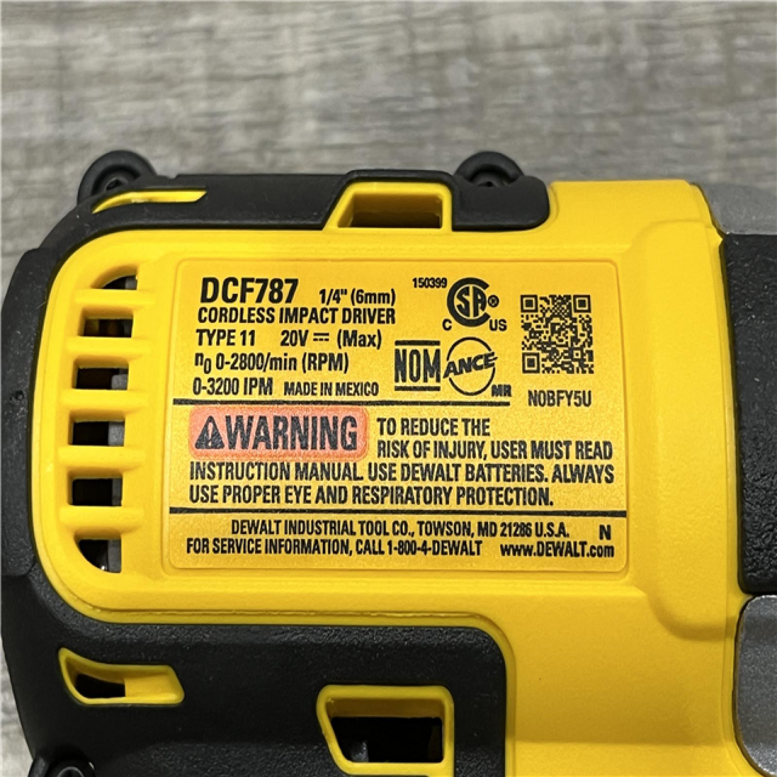 AS-IS DEWALT 20V MAX Lithium-Ion Brushless Cordless 1/4 in. Impact Driver Kit