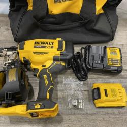 AS-IS DEWALT 20V MAX Lithium-Ion 15-Degree Electric Cordless Roofing Nailer Kit