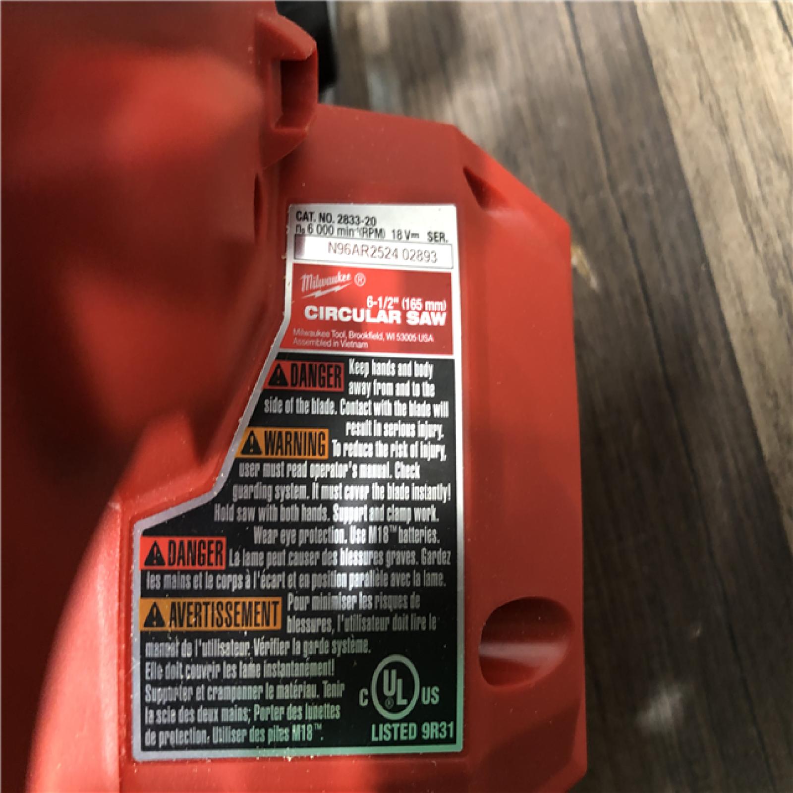 AS-IS Milwaukee  FUEL 18V Lithium-Ion Brushless Cordless 6-1/2 in. Circular Saw (Tool-Only)