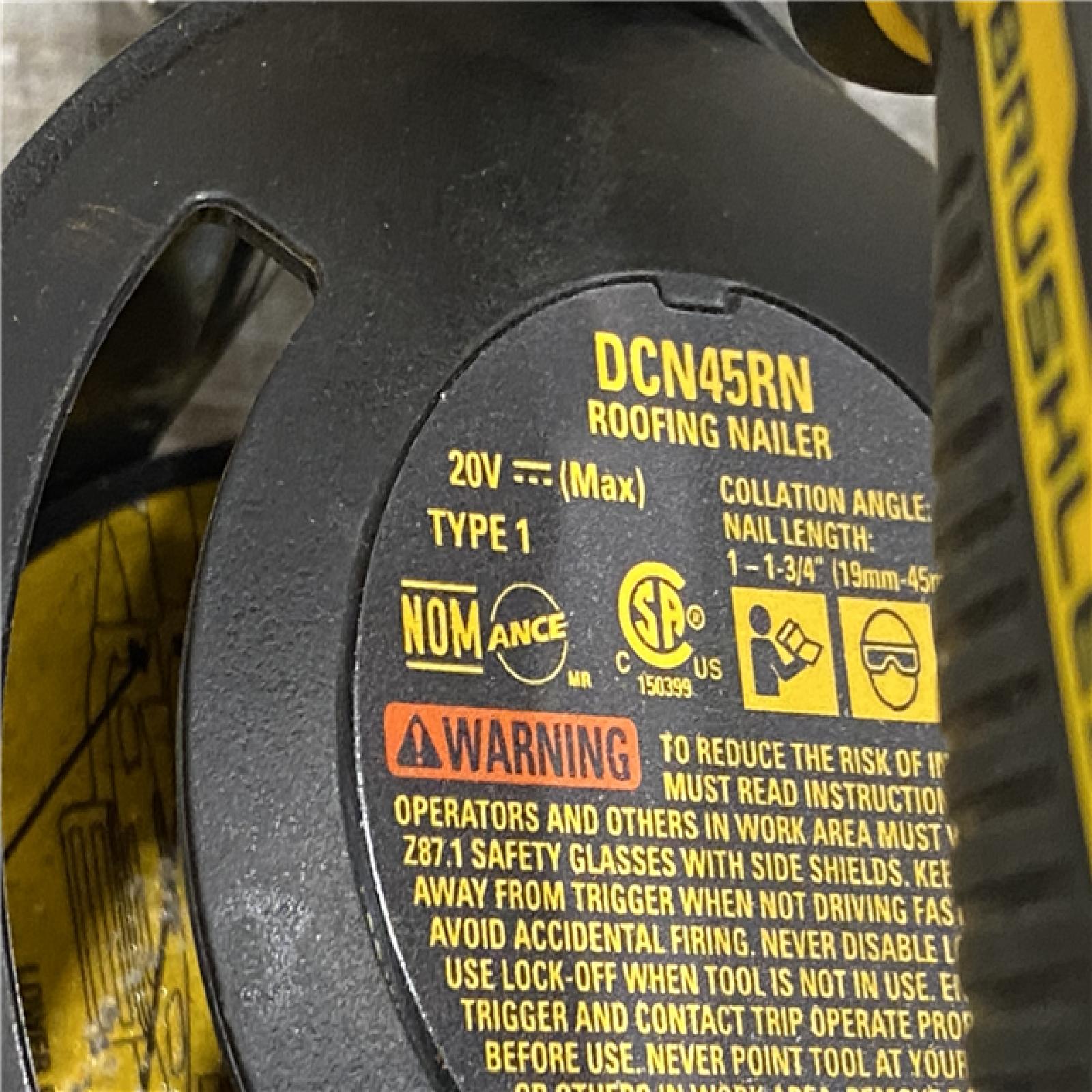 AS-IS DEWALT 20V MAX Lithium-Ion 15-Degree Electric Cordless Roofing Nailer Kit